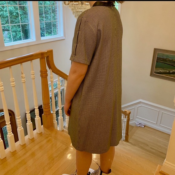 Zara Houndstooth Shift Dress, Faux Leather Collar - Picture 4 of 4